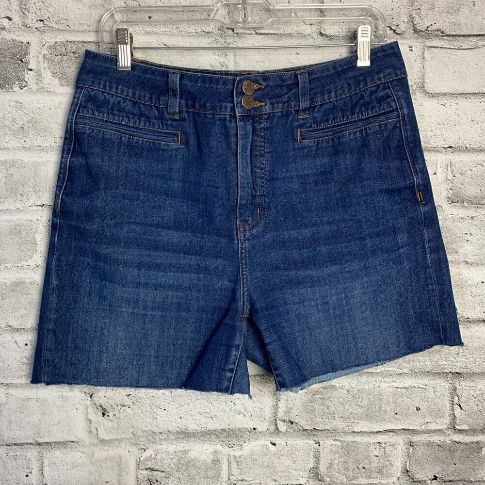 Soft Surroundings High Rise Cut Off Dark Wash Denim Jean Short